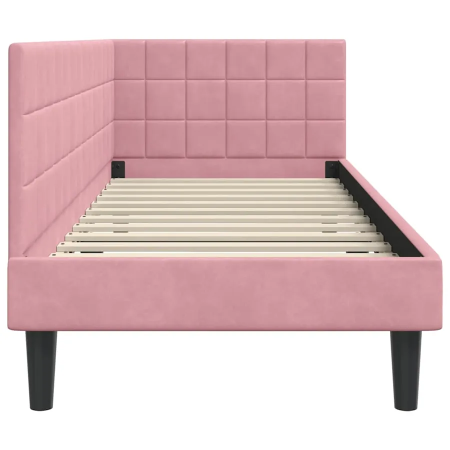Cadre de lit d'angle Rose 80 cm x 200 cm Velours - 6