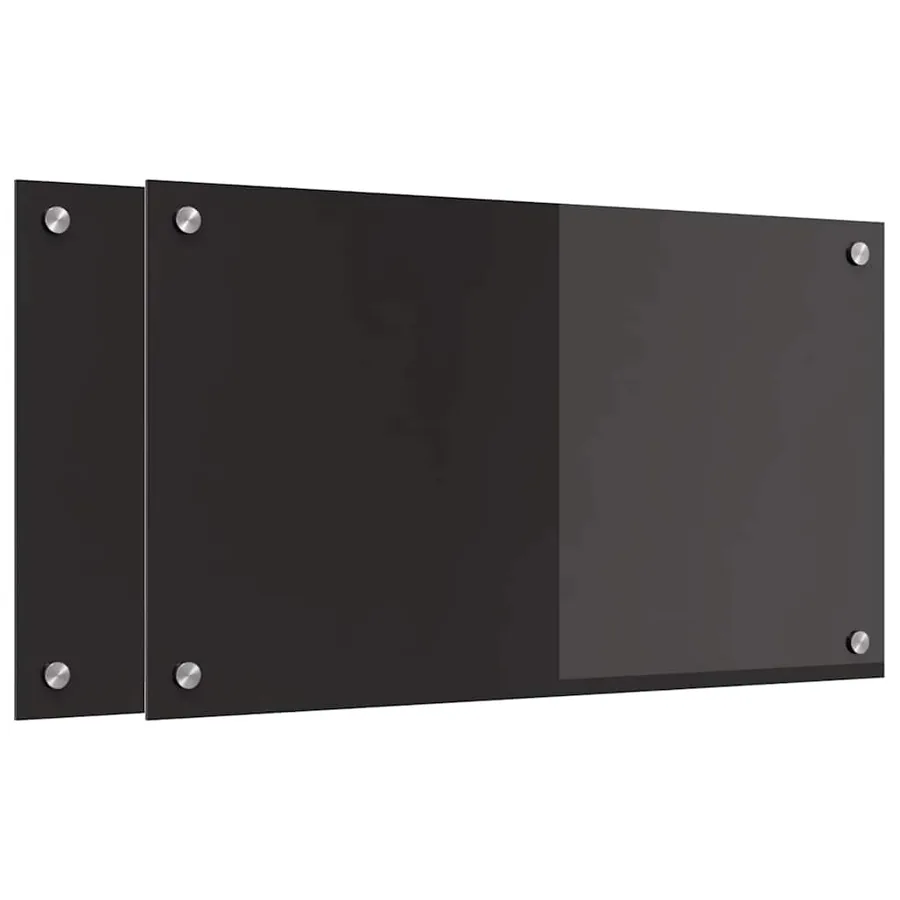 Crédence de cuisine 2 pcs Noir 70 x 40 cm verre trempé - 2