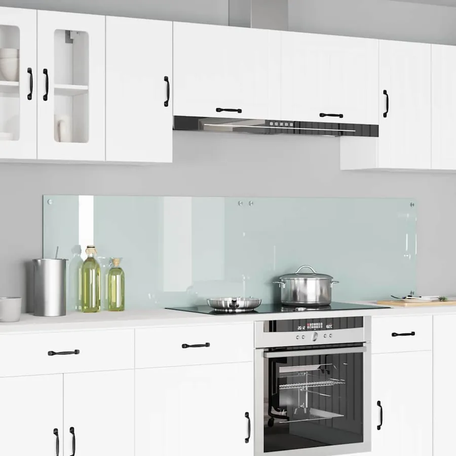 Crédence de cuisine 2 pcs Blanc 100 x 50 cm verre trempé