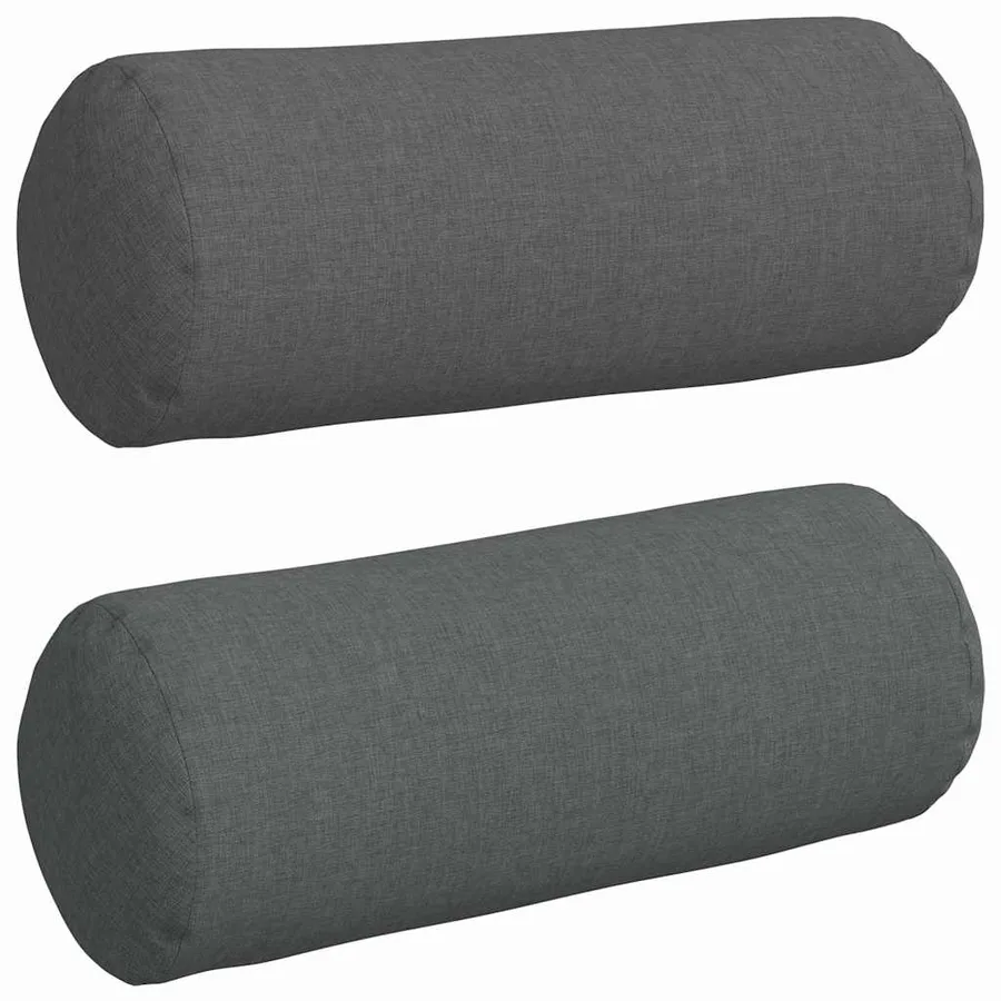 Coussins d'accent 2 pcs Gris foncé Ø 15 x 40 cm tissu - 2