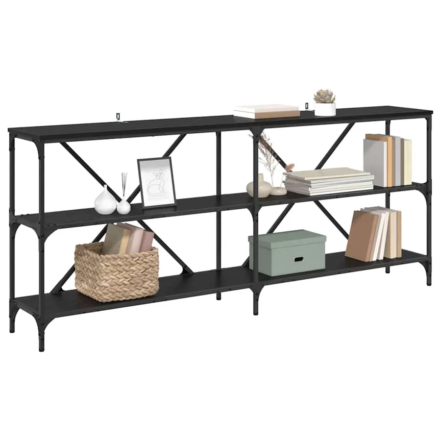 Table console Chêne noir 180 x 30 x 75 cm Bois d'ingénierie - 3