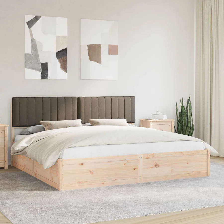 Cadre de lit avec tête de lit rembourrée Taupe 200 x 200 cm