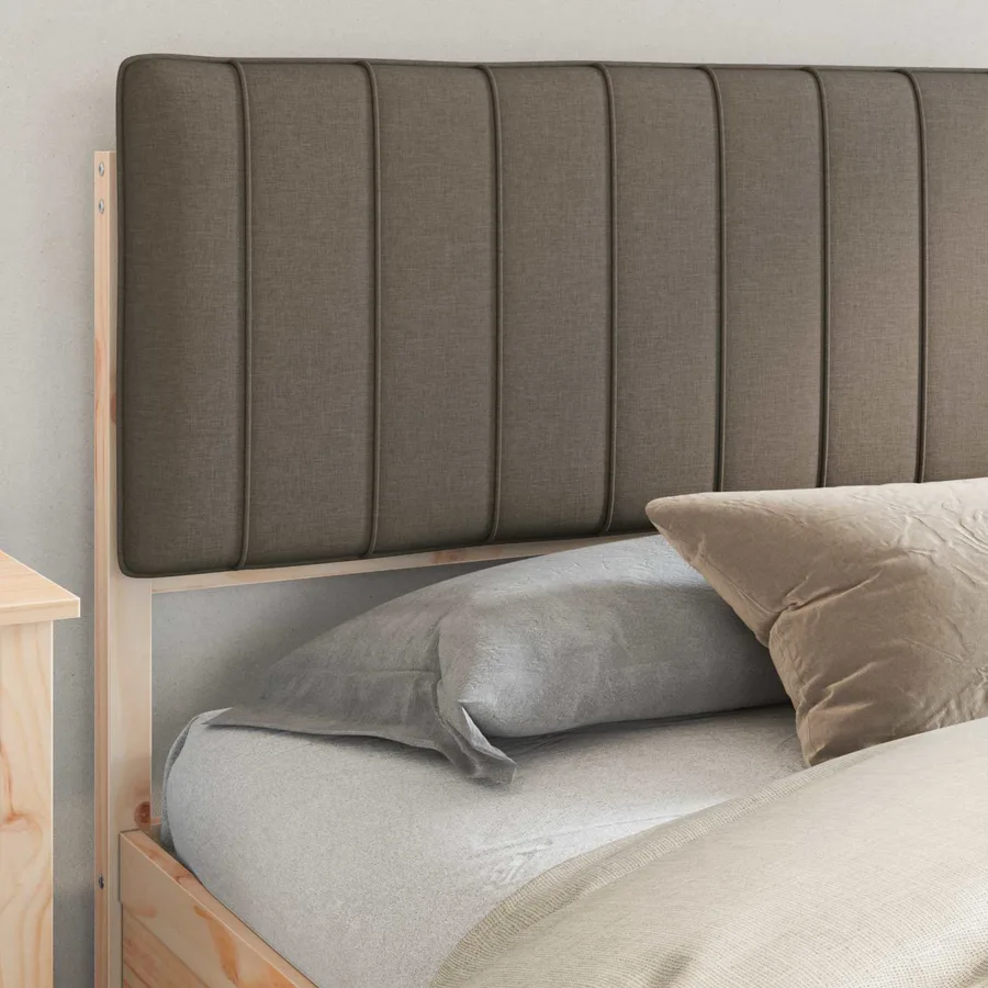 Cadre de lit avec tête de lit rembourrée Taupe 200 x 200 cm - 3