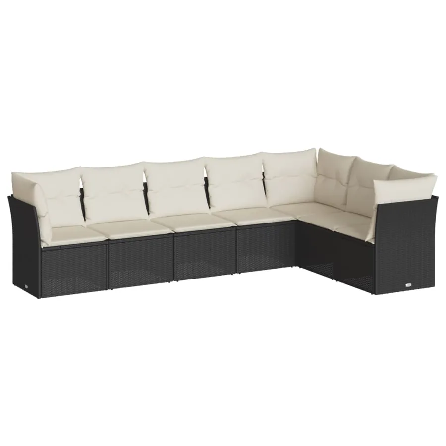 Salon de jardin 7 pcs avec coussins noir résine tressée 55 x 62 x 69 cm - 56,5 kg - 2