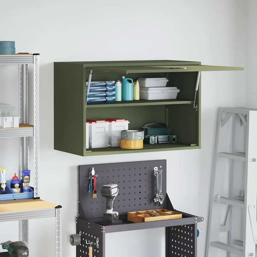 Armoire murale pour garage Vert olive 80 x 40 x 53 cm - 4