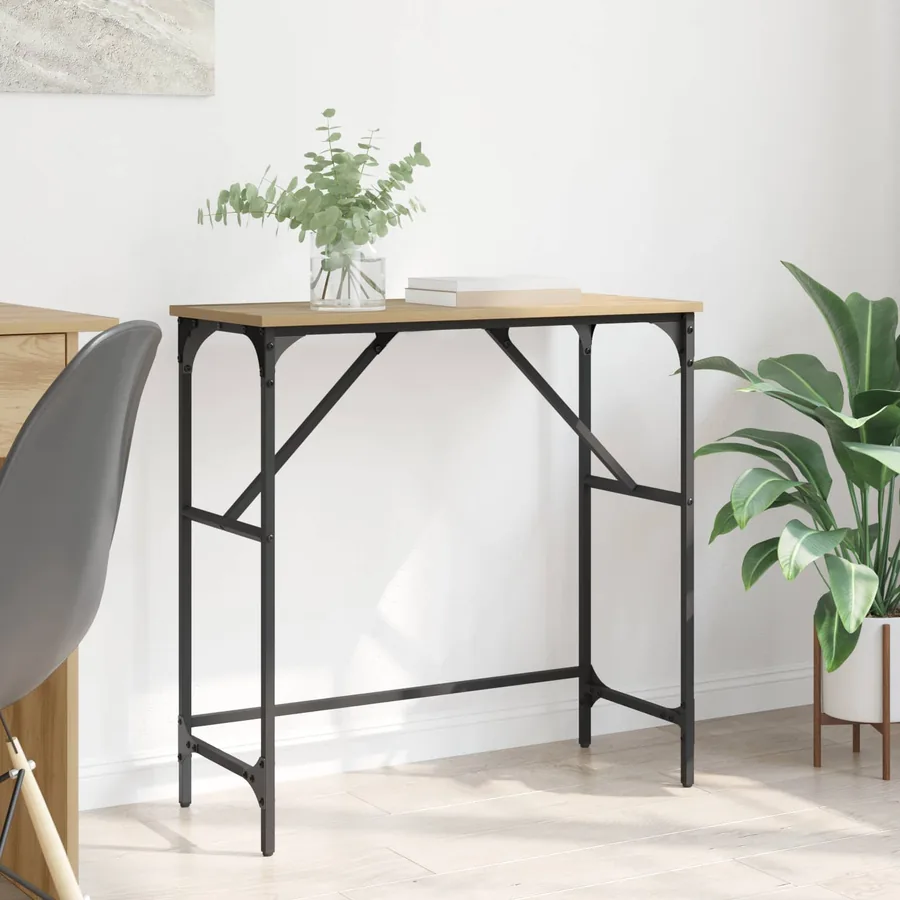 Table console Chêne artisanal 75 x 32 x 75 cm Bois d'ingénierie