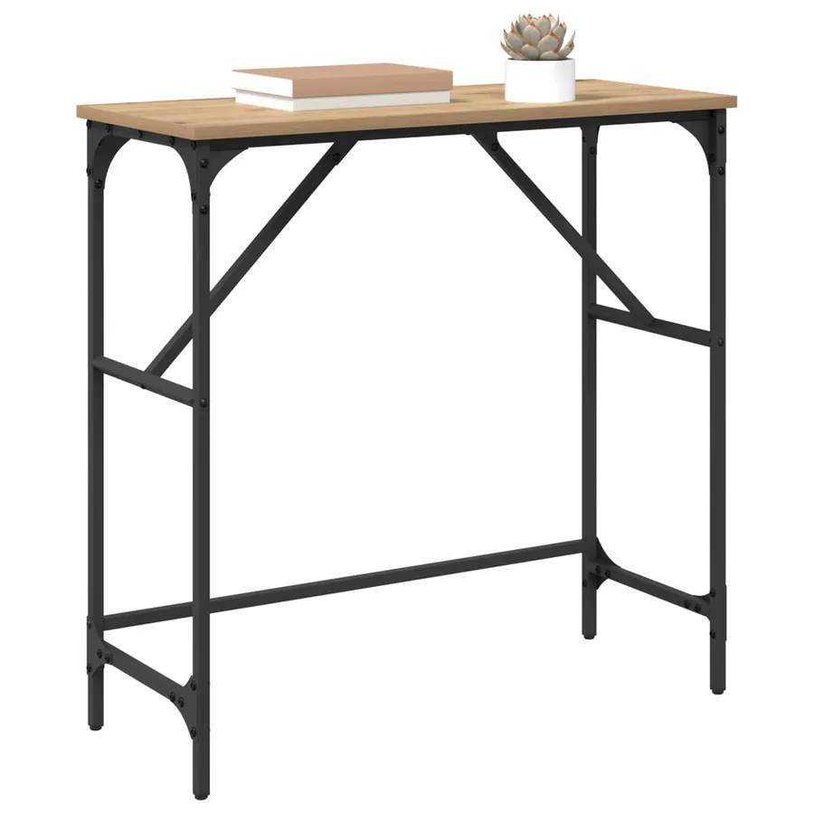 Table console Chêne artisanal 75 x 32 x 75 cm Bois d'ingénierie - 3