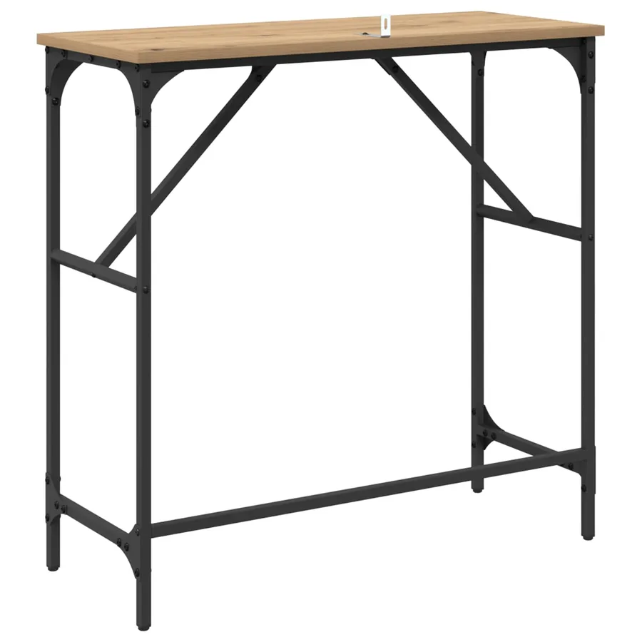 Table console Chêne artisanal 75 x 32 x 75 cm Bois d'ingénierie - 7