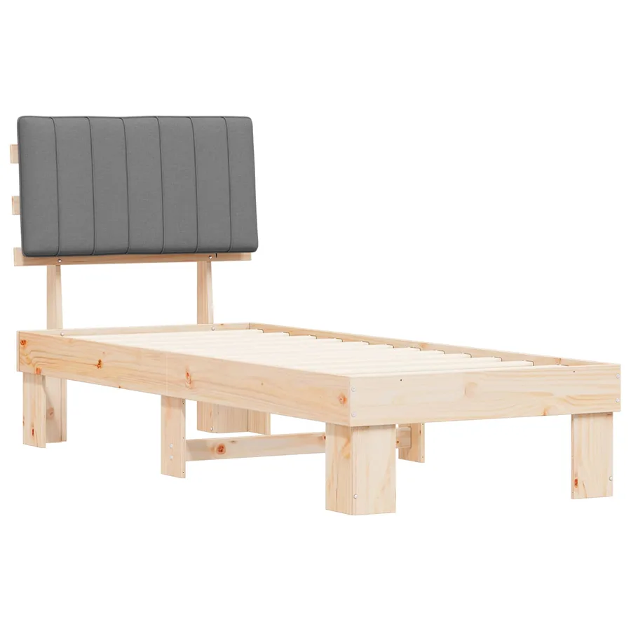 Cadre de lit avec tête de lit rembourrée Gris clair 75 x 190 cm - 4