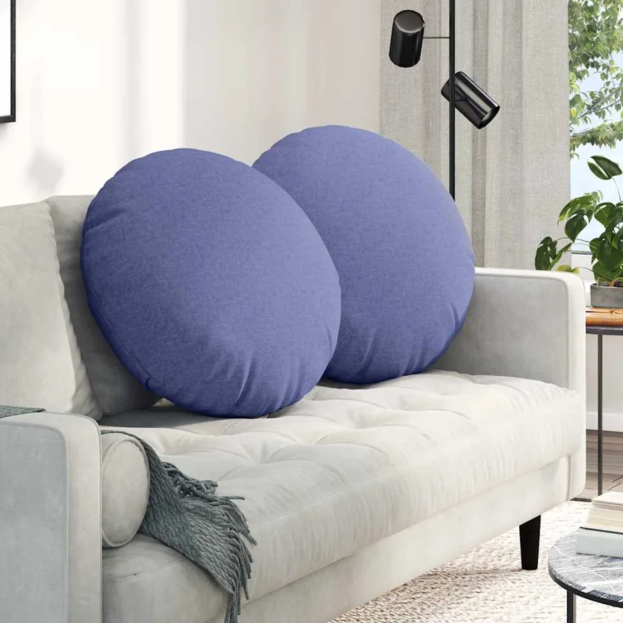Coussins de siège 2 pcs Bleu denim Ø60 x 21 cm tissu