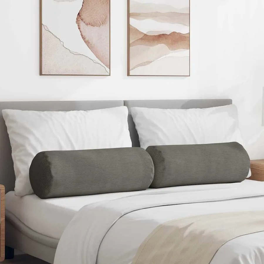 Coussins d'accent 2 pcs Gris clair Ø 25 x 70 cm