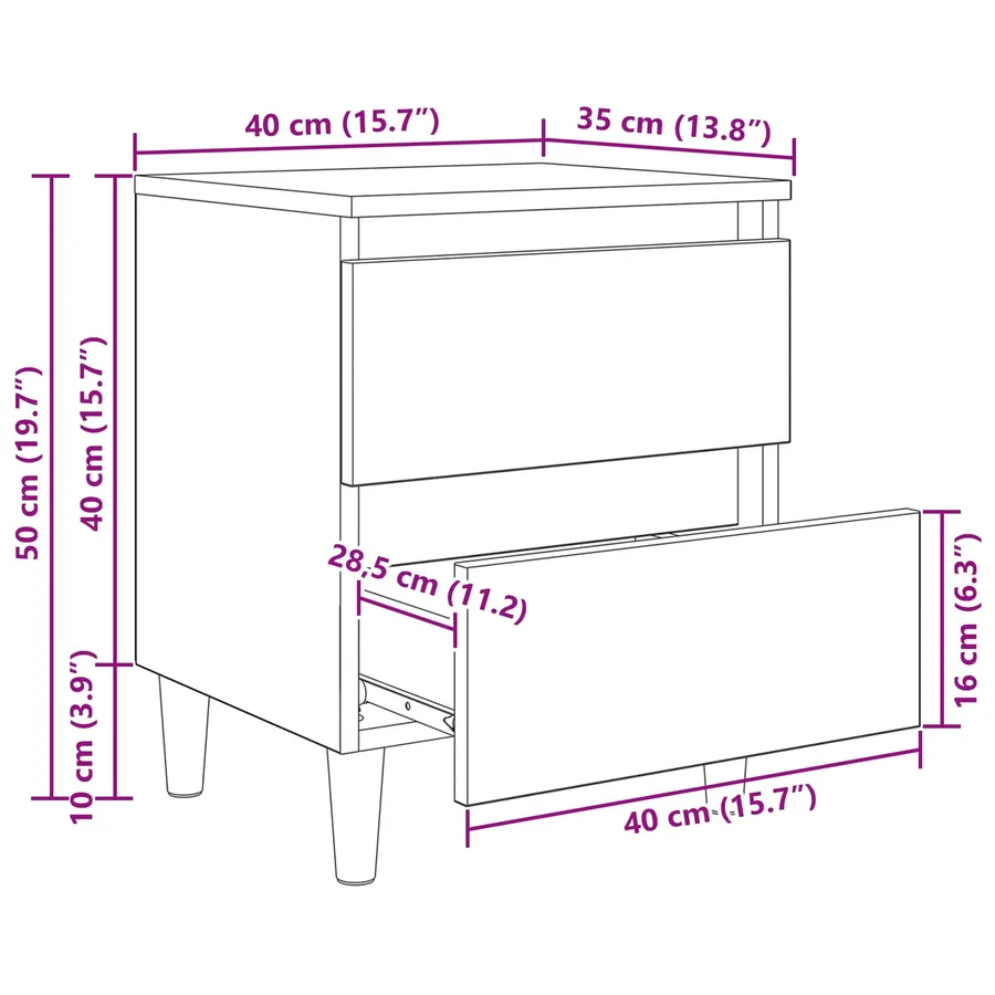 Meubles de lit 2 pcs Chêne artisanal 40 x 35 x 50 cm - 8