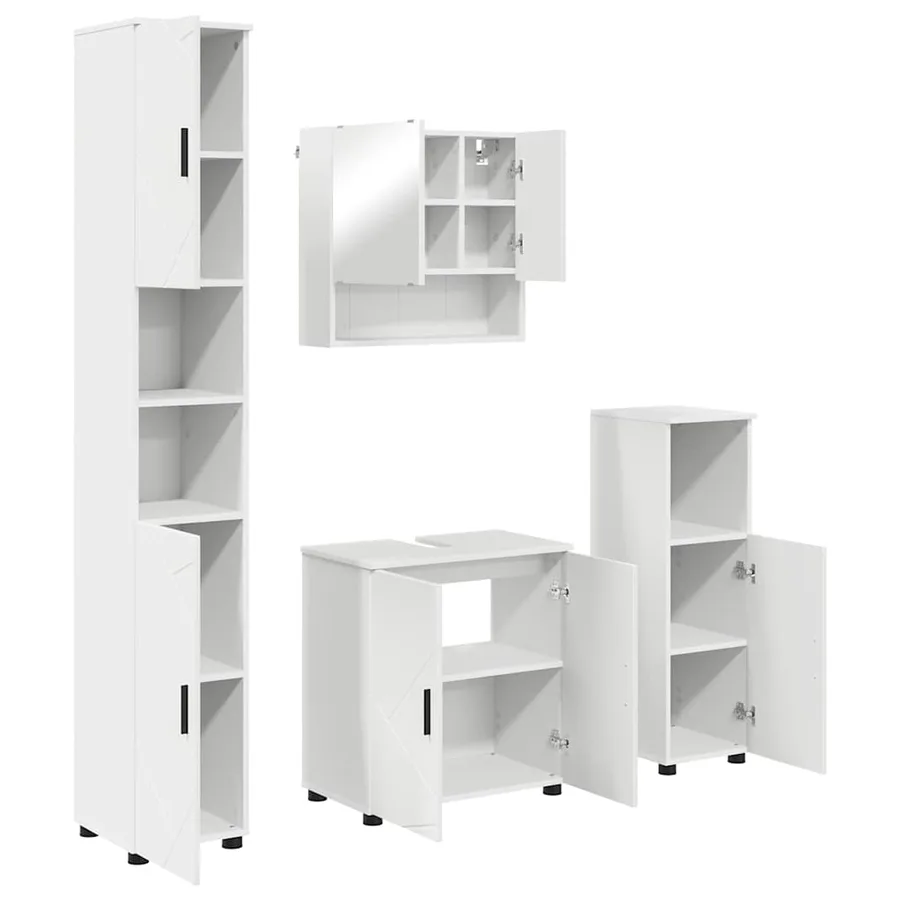 Ensemble de mobilier de salle de bain Montage mural 4 pcs Blanc - 2