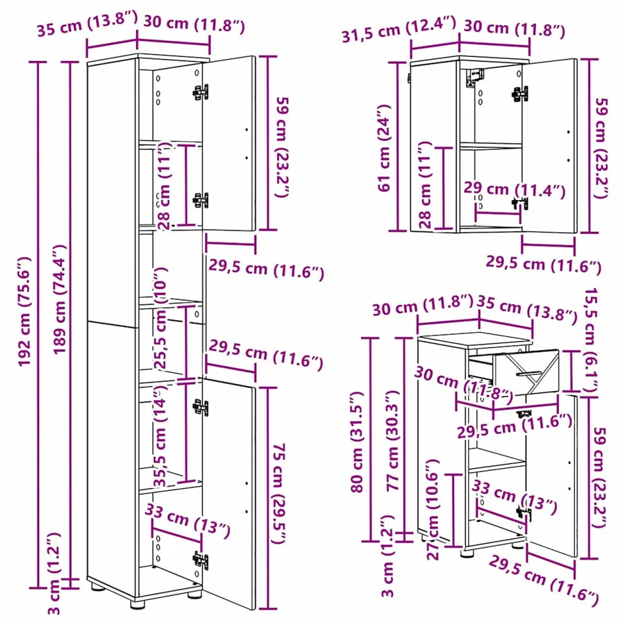 Ensemble de mobilier de salle de bain 5 pcs Gris béton - 19