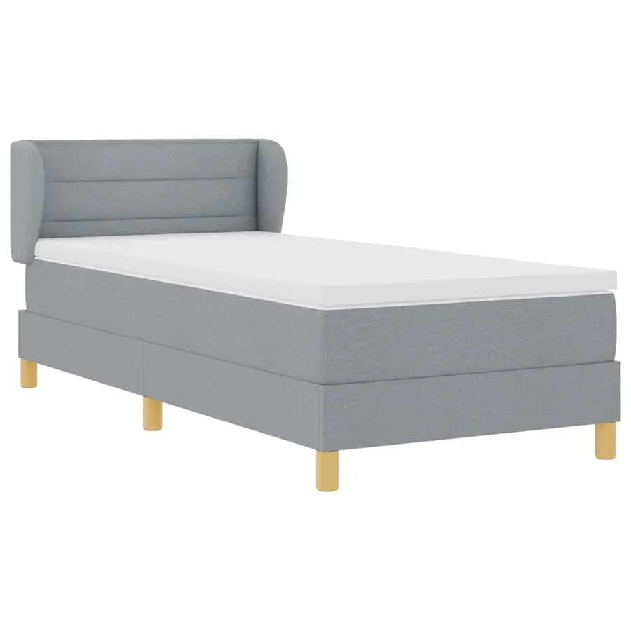Lit à ressorts avec matelas Gris clair 90 x 190 cm tissu - 6