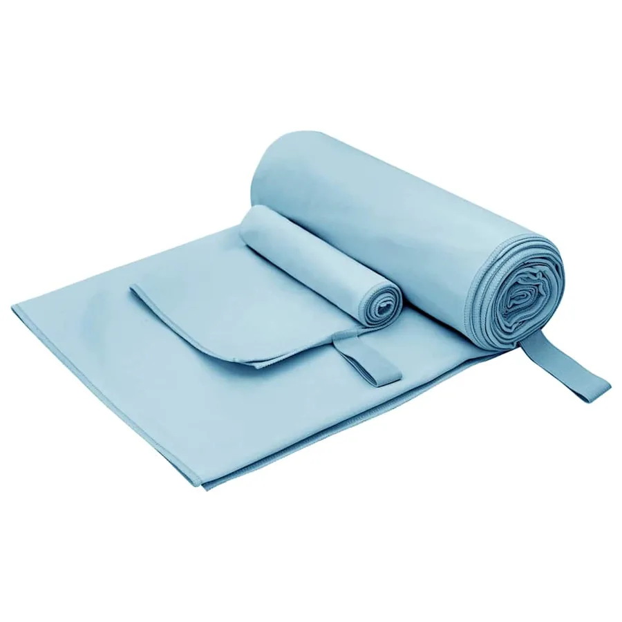 Set de serviettes de sport 2 pcs Bleu tissu