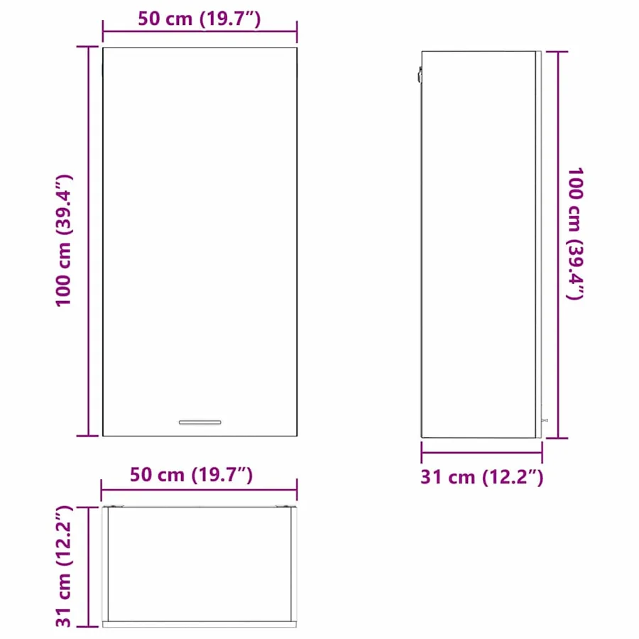 Armoire suspendue Gris Sonoma et Blanc 50 x 31 x 100 cm - 13