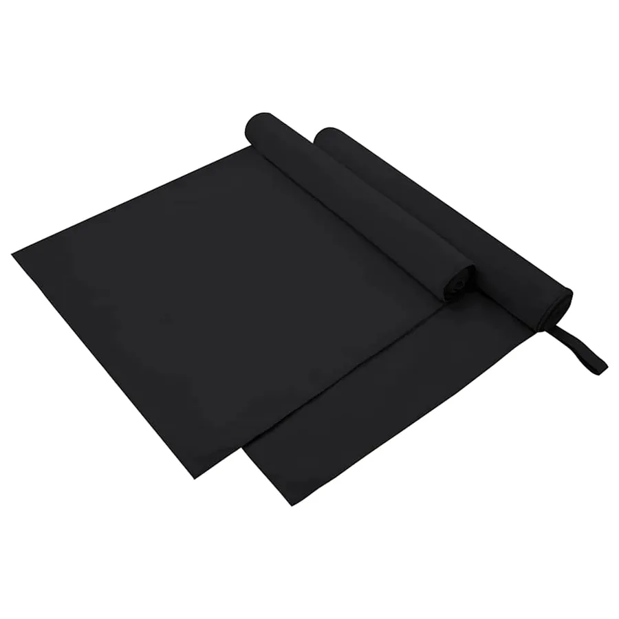 Serviettes de sport 2 pcs Noir 180 x 90 cm