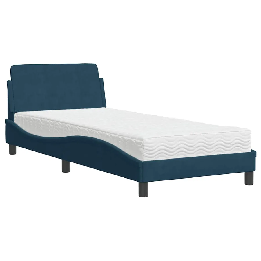 Lit avec matelas Dover bleu 90x200 cm velours - 3