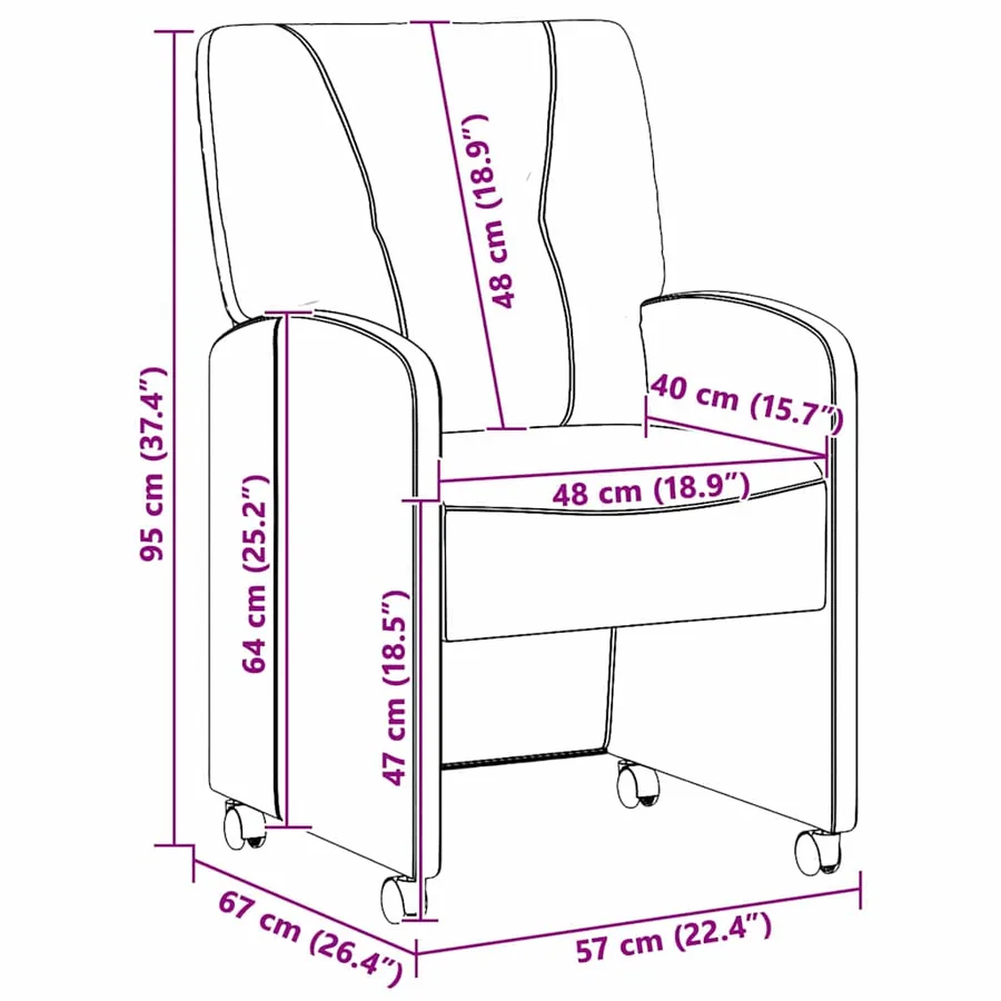 Chaises de Salle à Manger avec Roues 2 pcs Gris foncé tissu - 11