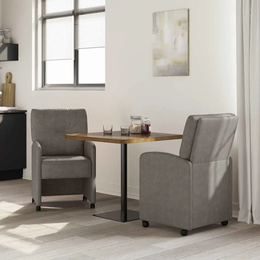 Chaises de Salle à Manger avec Roues 2 pcs Gris 57 x 67 x 95 cm - 3