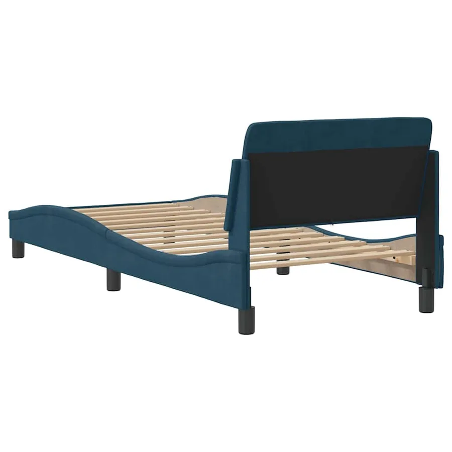 Cadre de lit avec tête de lit Dover bleu 90x200 cm velours - 6