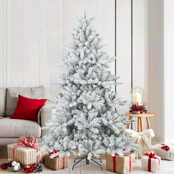Sapin de Noël artificiel à branches pliantes, duveteux de neige