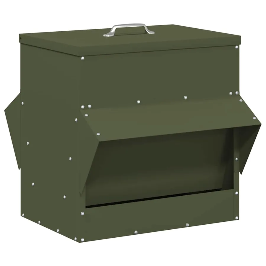Mangeoire pour poules Vert olive 40,5 x 45 x 41 cm - 2