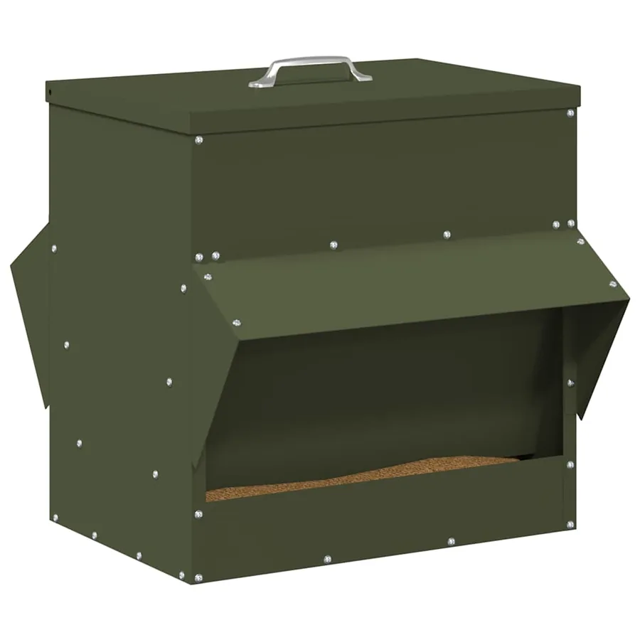 Mangeoire pour poules Vert olive 40,5 x 45 x 41 cm - 3