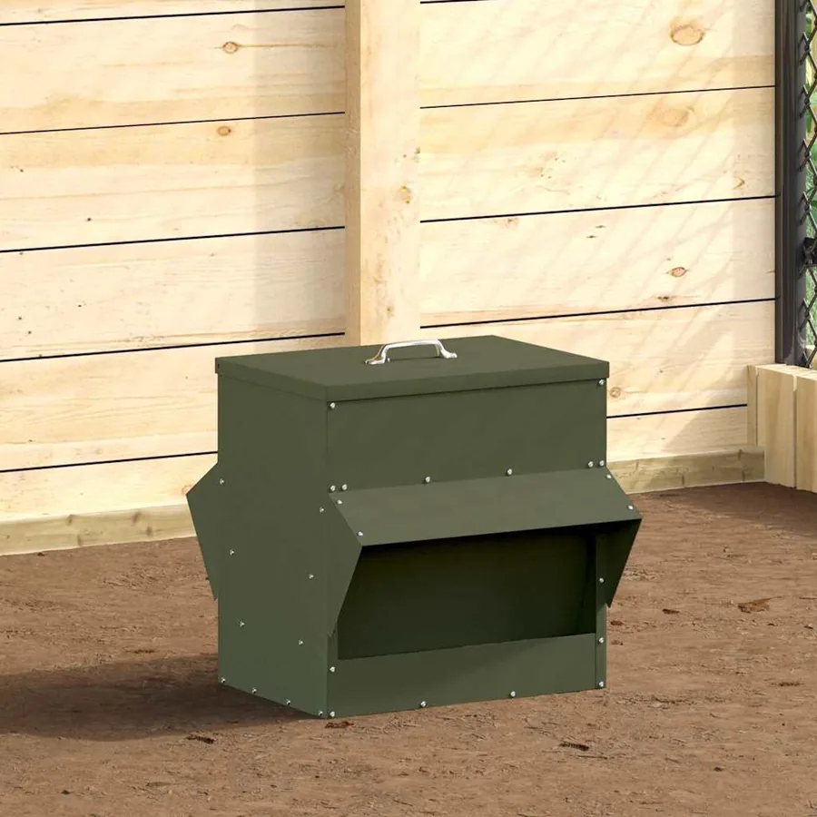 Mangeoire pour poules Vert olive 40,5 x 45 x 41 cm - 4