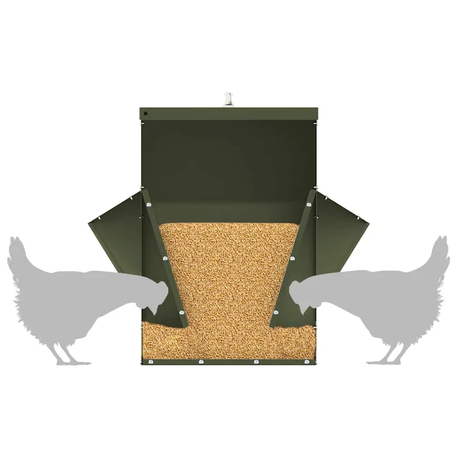 Mangeoire pour poules Vert olive 40,5 x 45 x 41 cm - 9