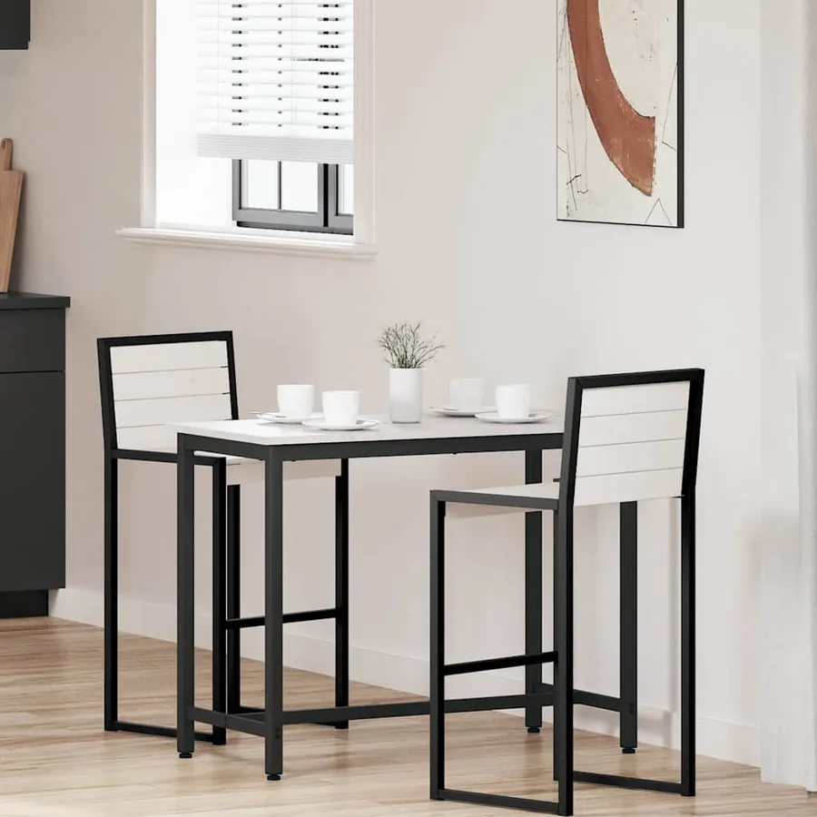 table Blanc 100 x 50 x 77 cm Bois d'ingénierie et acier