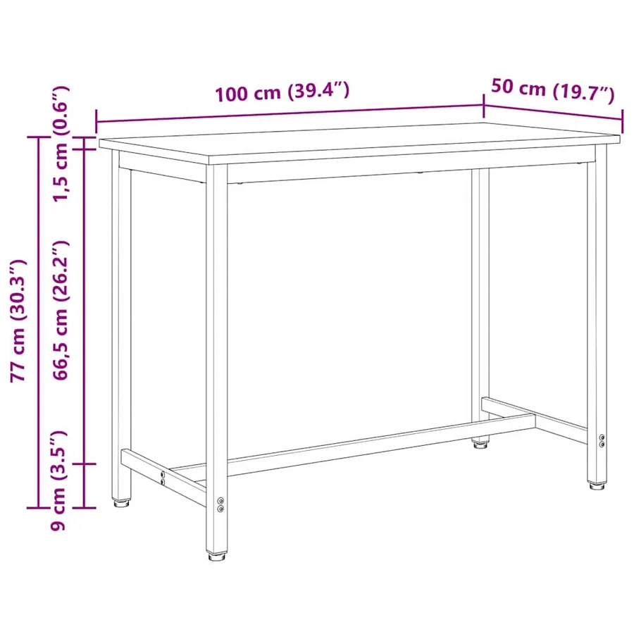 table Blanc 100 x 50 x 77 cm Bois d'ingénierie et acier - 11