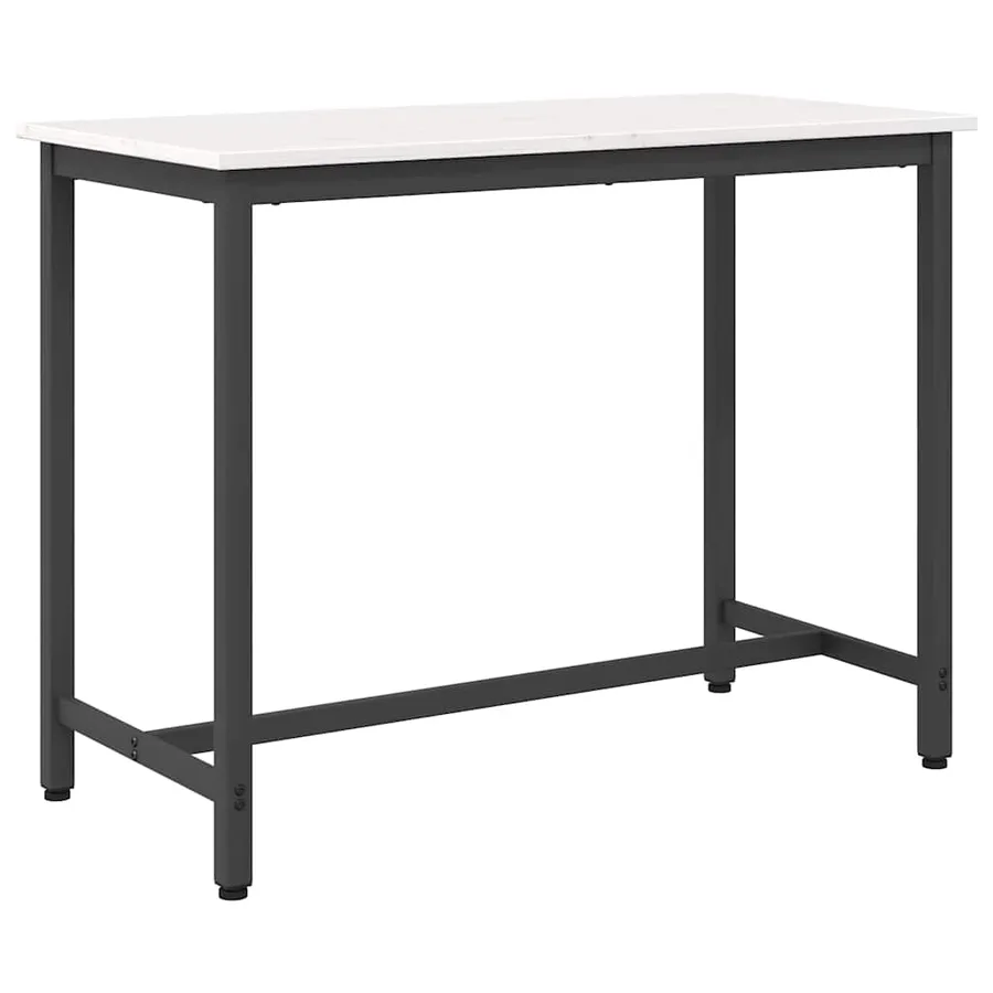 table Blanc 100 x 50 x 77 cm Bois d'ingénierie et acier - 2