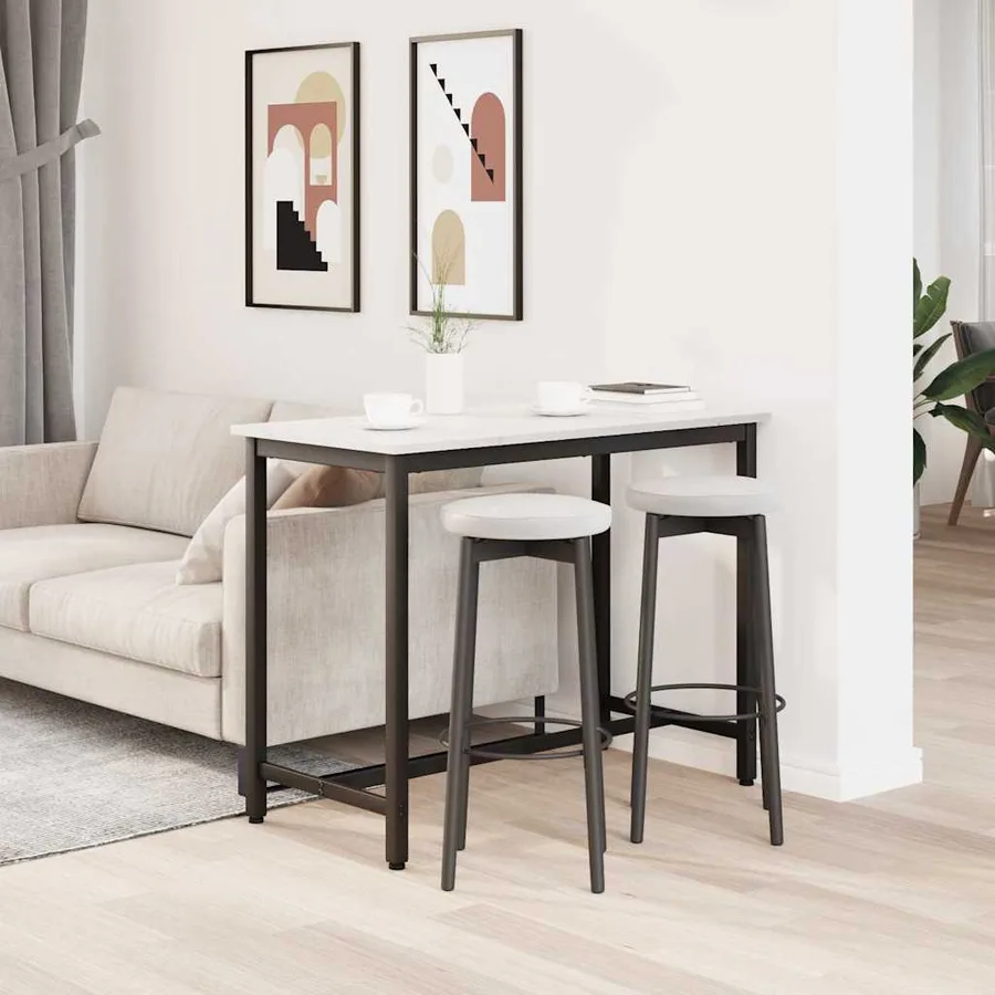 table Blanc 100 x 50 x 77 cm Bois d'ingénierie et acier - 4