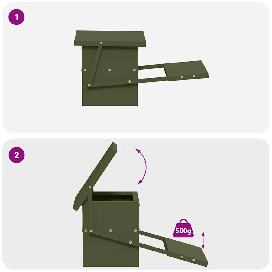 Nourrisseur à pédale pour poules Vert olive 48,5 x 39,5 x 19 cm - 10