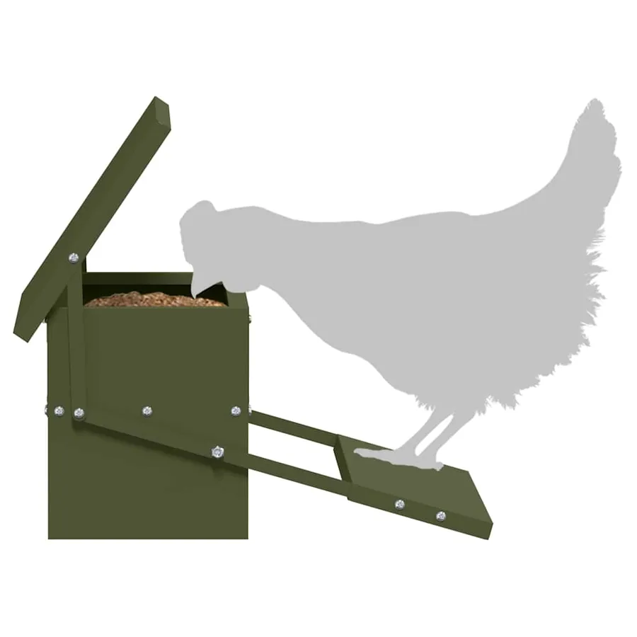 Nourrisseur à pédale pour poules Vert olive 48,5 x 39,5 x 19 cm - 11