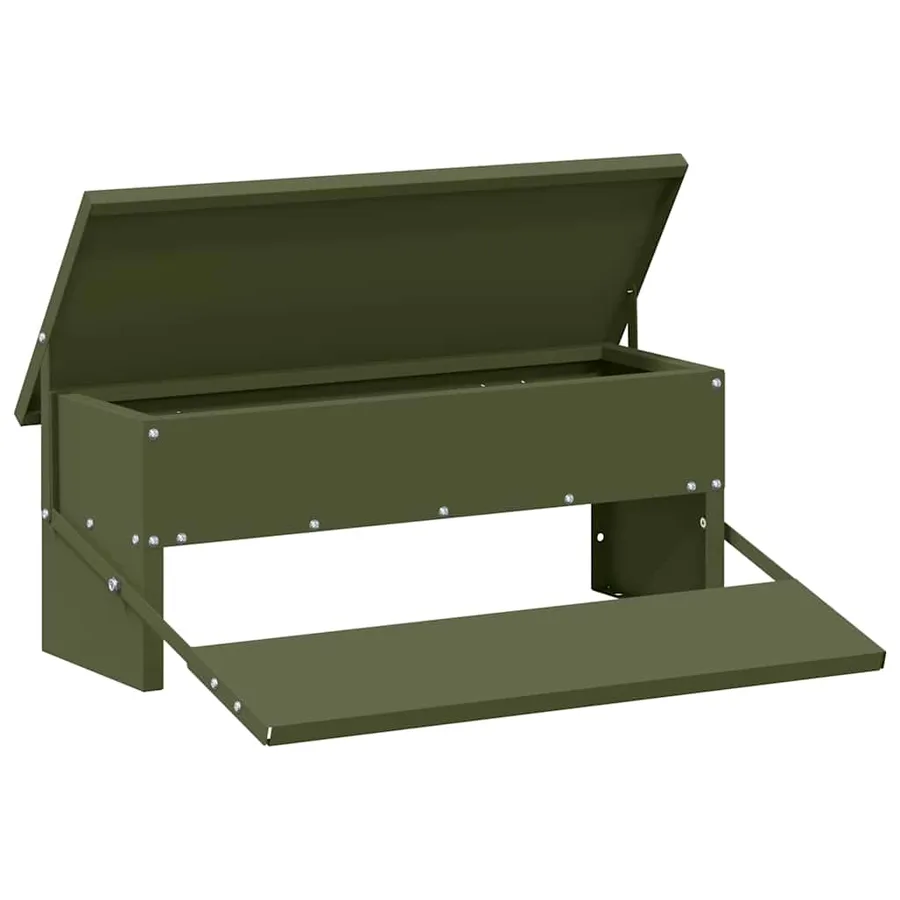 Nourrisseur à pédale pour poules Vert olive 48,5 x 39,5 x 19 cm - 2