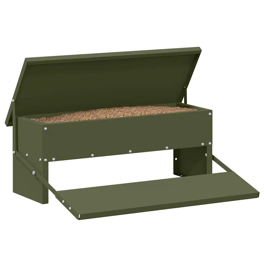Nourrisseur à pédale pour poules Vert olive 48,5 x 39,5 x 19 cm - 3