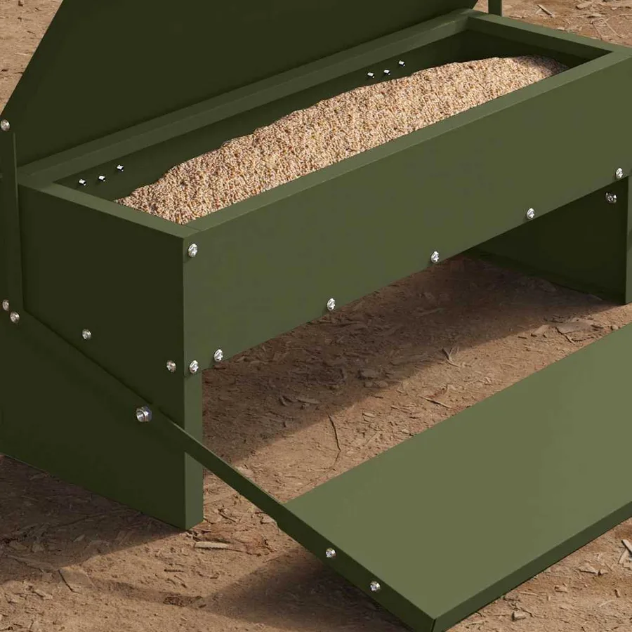 Nourrisseur à pédale pour poules Vert olive 48,5 x 39,5 x 19 cm - 4