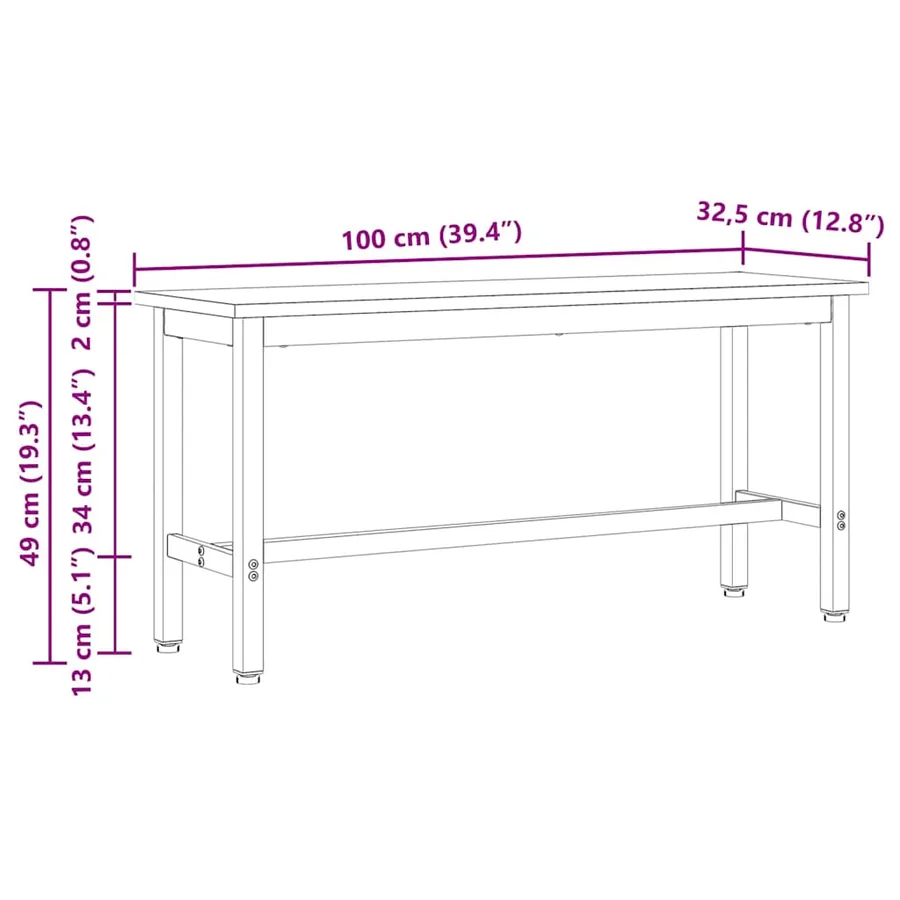 Bancs de Salle à Manger 2 pcs Naturel 100 x 32,5 x 49 cm - 10