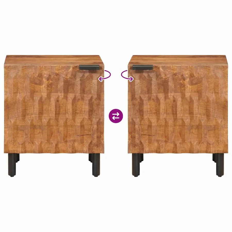 Cabinet de chevet Marron 40 x 33 x 46 cm Bois de mangue massif - 9