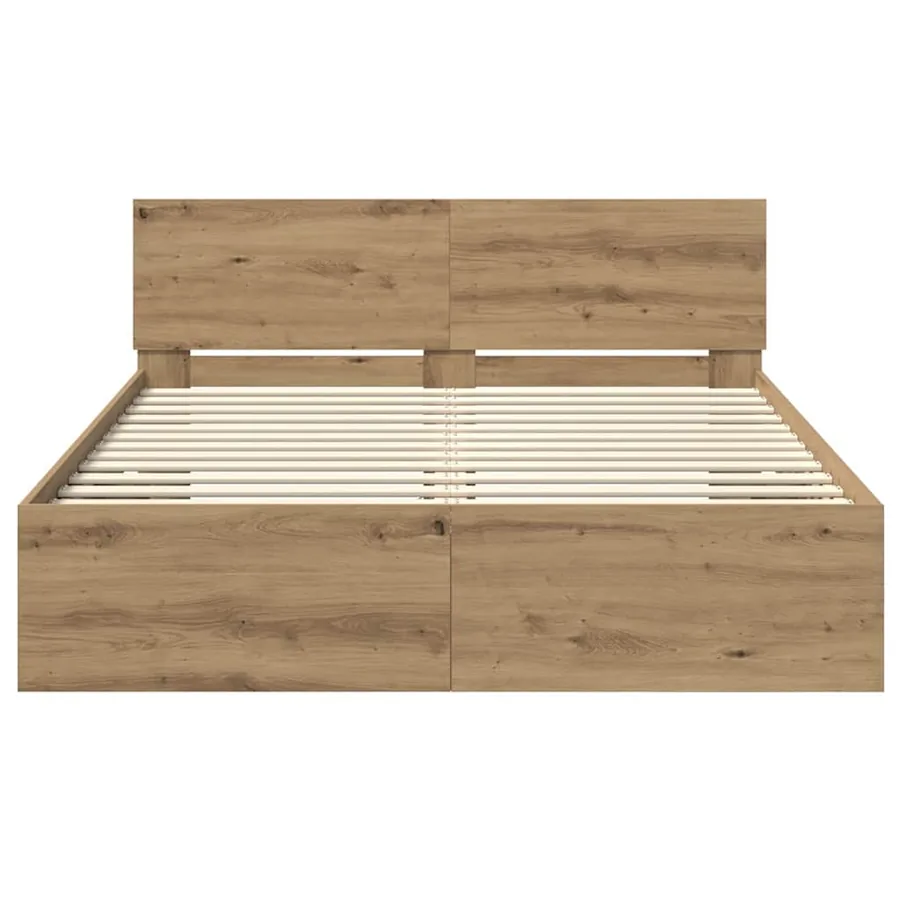 Cadre de lit Chêne artisanal 135 x 190 cm Bois d'ingénierie - 6