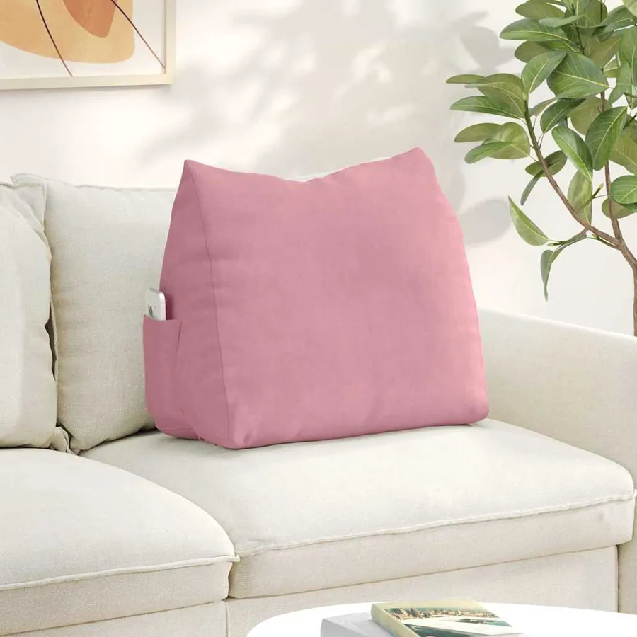 Coussin de Dos Rose 60 x 20 x 50 cm Tissu en velours côtelé