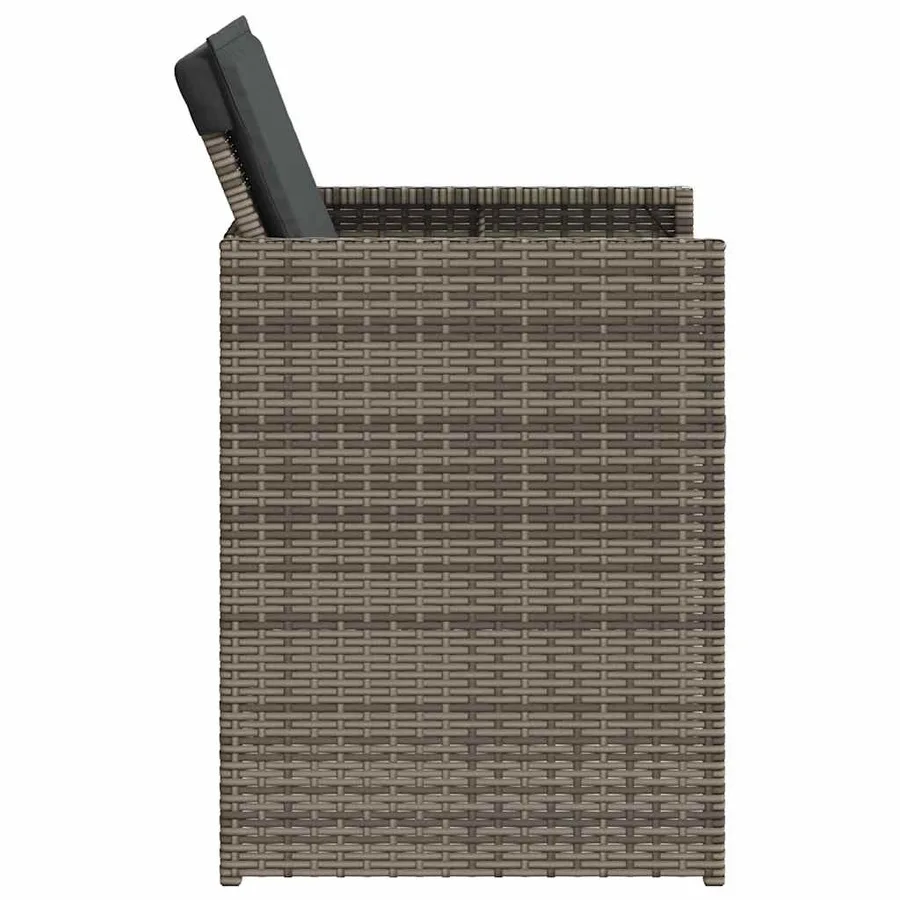 Ensemble à manger de jardin 5 pcs coussins gris résine tressée - 6