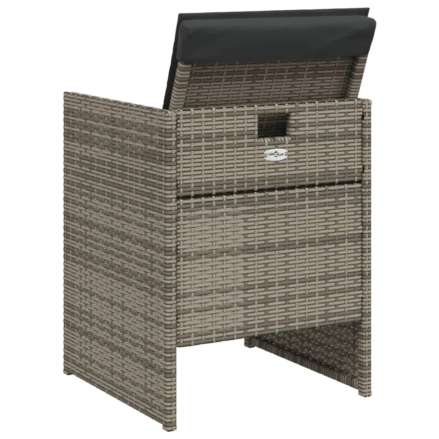 Ensemble à manger de jardin 5 pcs coussins gris résine tressée - 7