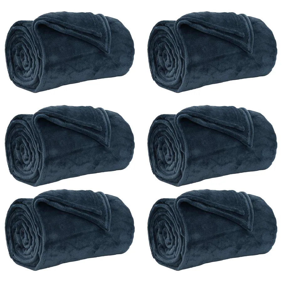 Couvertures à jeter 6 pcs Bleu marine 130 x 150 cm Toison - 2