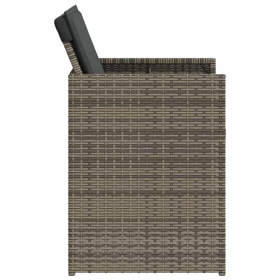 Ensemble à manger de jardin 5 pcs coussins gris résine tressée - 6