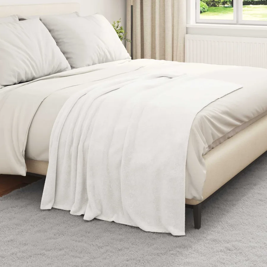 Couvertures à jeter 6 pcs Blanc 130 x 150 cm Toison - 3