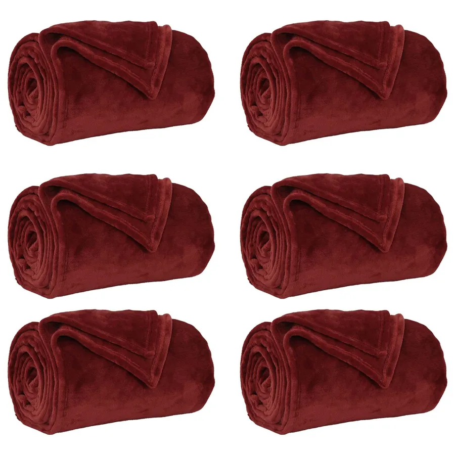 Couvertures à jeter 6 pcs Rouge Bordeaux 150 x 200 cm Toison - 2